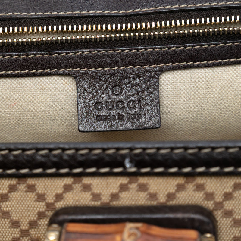 Medium Diamante Canvas New Bamboo Satchel - Image 5