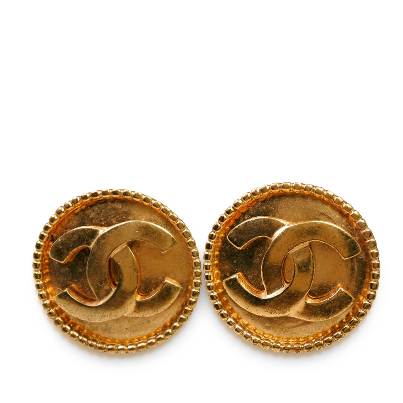 CC Gold Plated Round Clip On Earrings - Image 1
