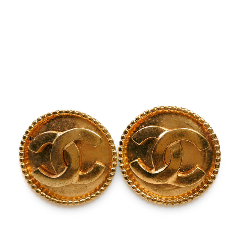 CC Gold Plated Round Clip On Earrings