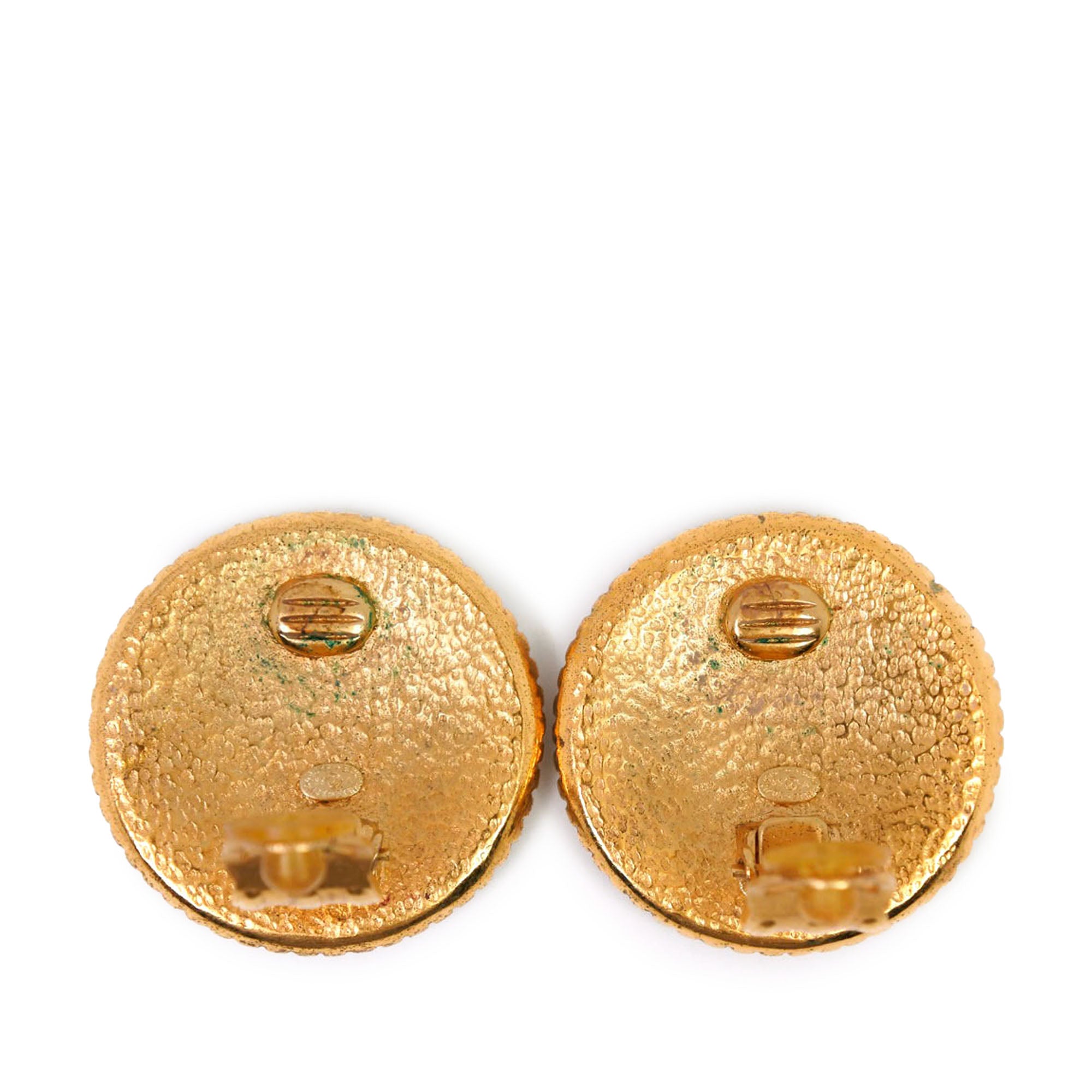 CC Gold Plated Round Clip On Earrings - Image 2