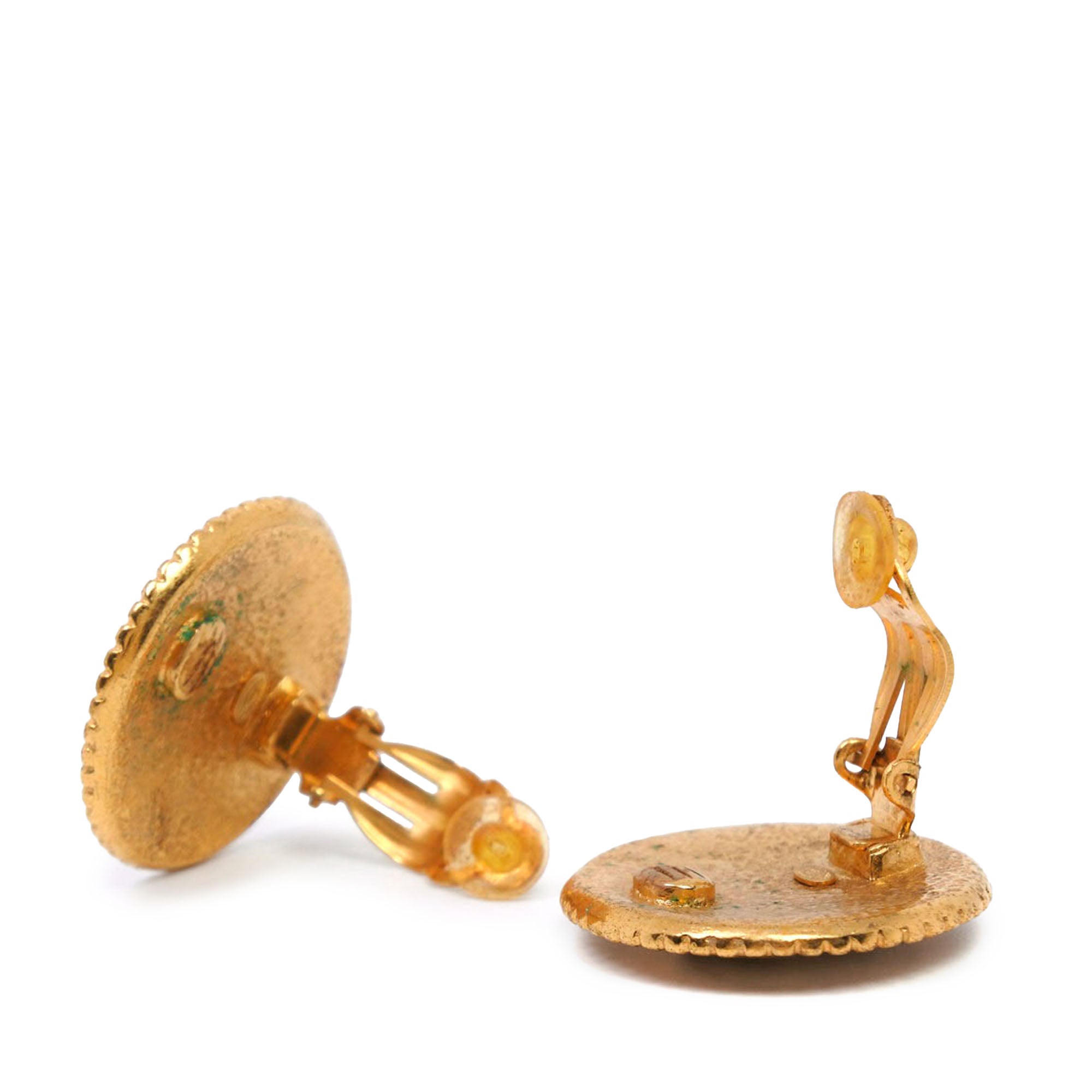 CC Gold Plated Round Clip On Earrings - Image 4