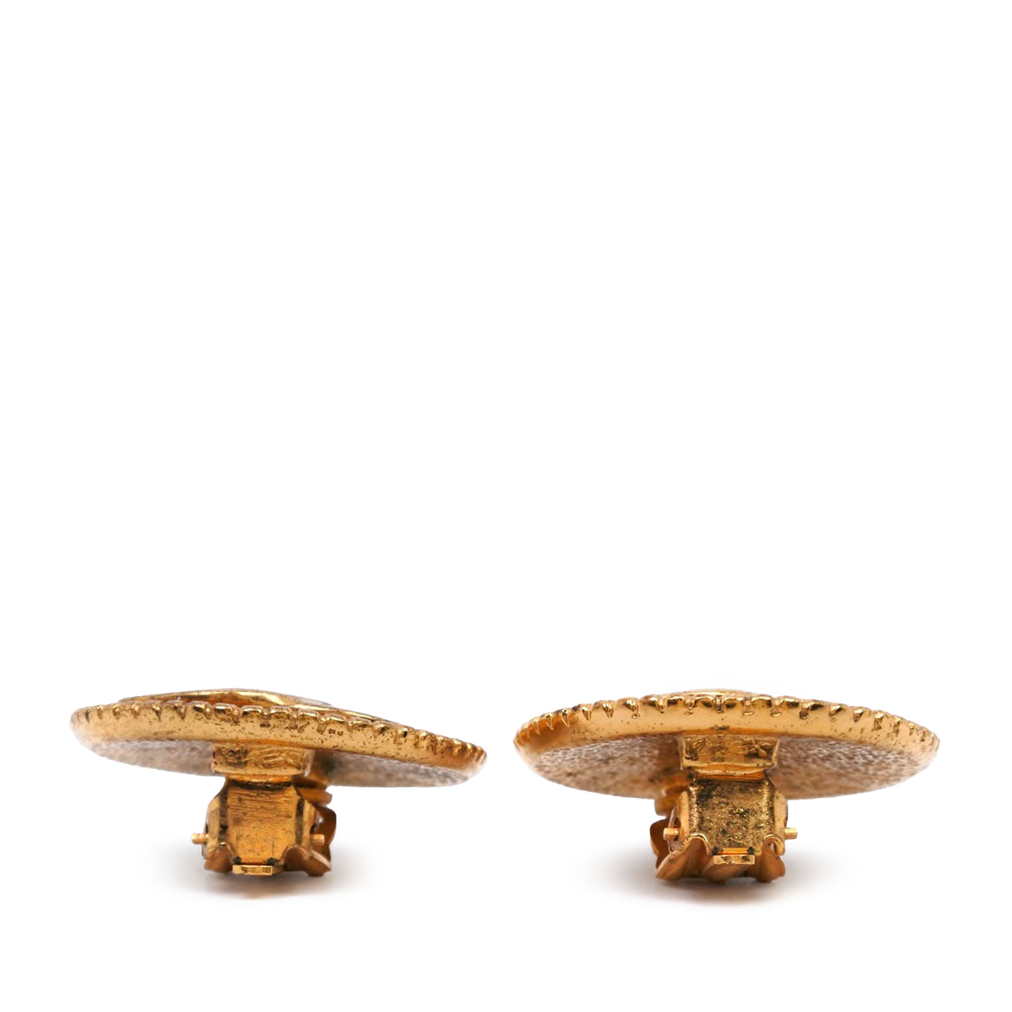 CC Gold Plated Round Clip On Earrings - Image 5