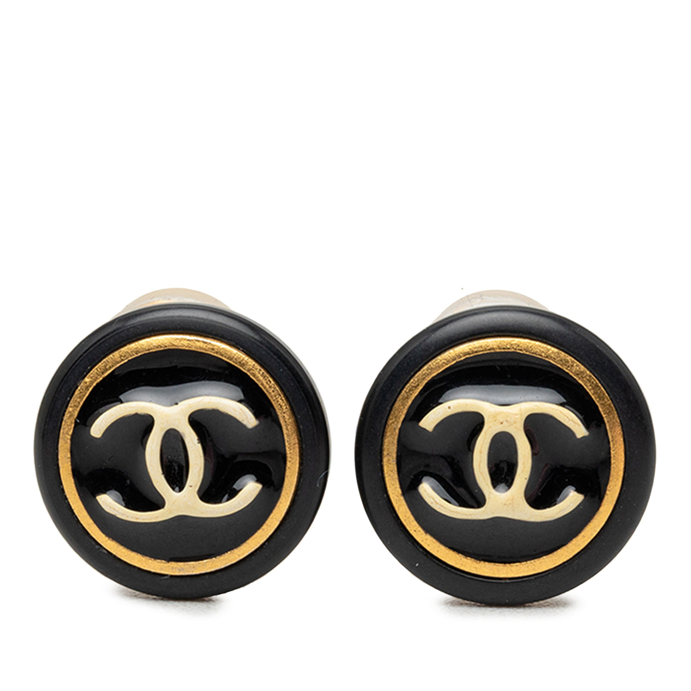 CC Resin and Gold Plated Button Clip On Earrings - Image 1