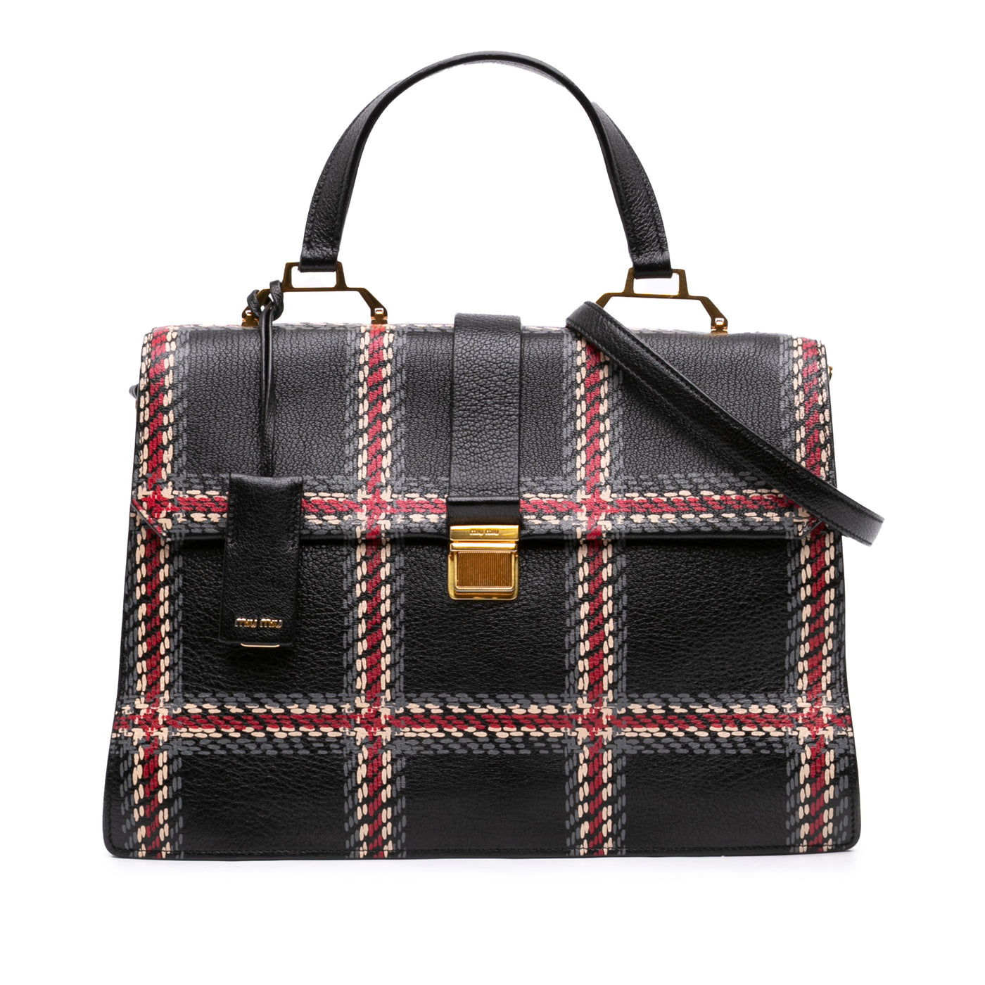 Printed Goatskin Madras Top Handle Bag - Image 1