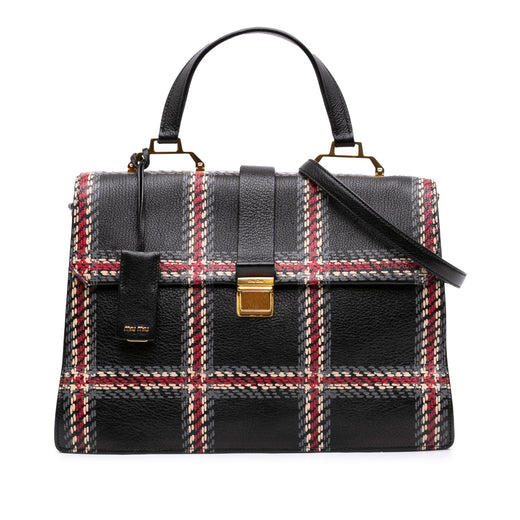 Printed Goatskin Madras Top Handle Bag - Image 1