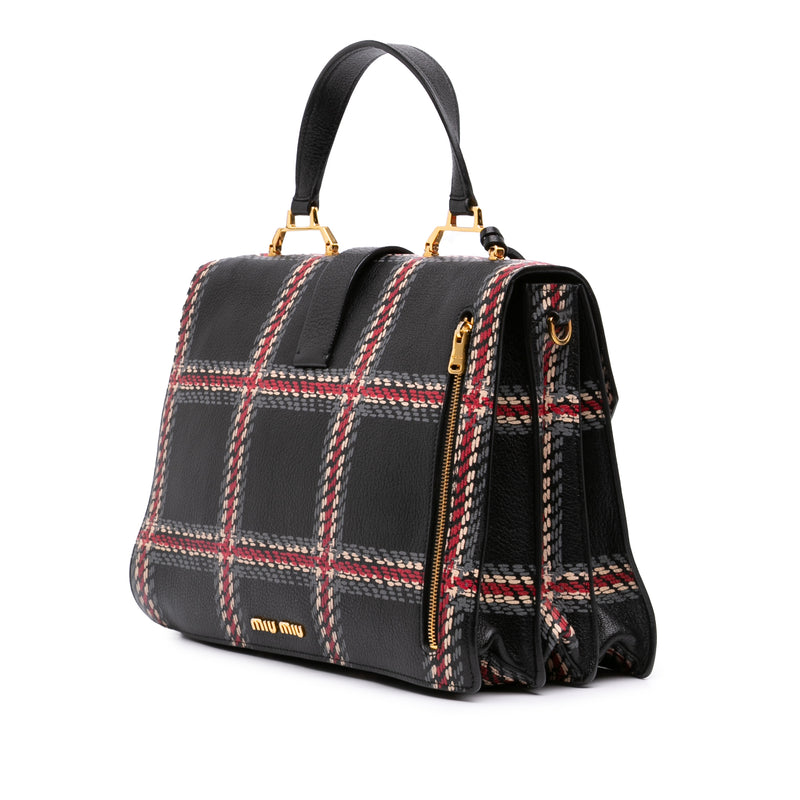 Printed Goatskin Madras Top Handle Bag - Image 2