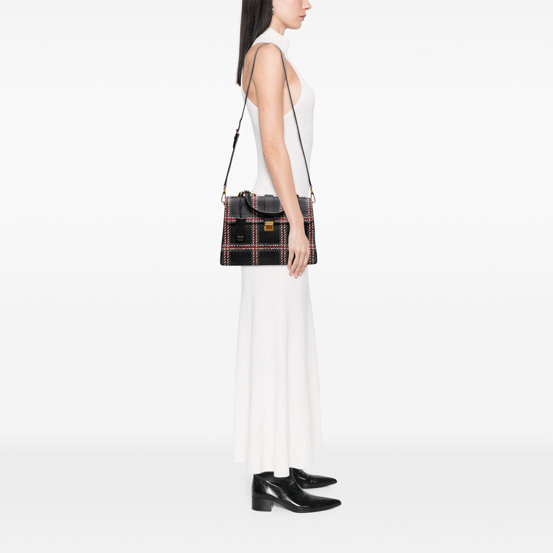 Printed Goatskin Madras Top Handle Bag - Image 6