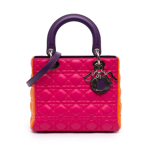 Medium Tricolor Lambskin Cannage Lady Dior - Image 1