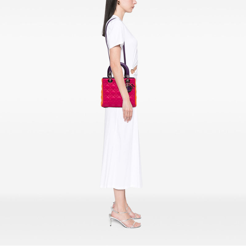 Medium Tricolor Lambskin Cannage Lady Dior - Image 6
