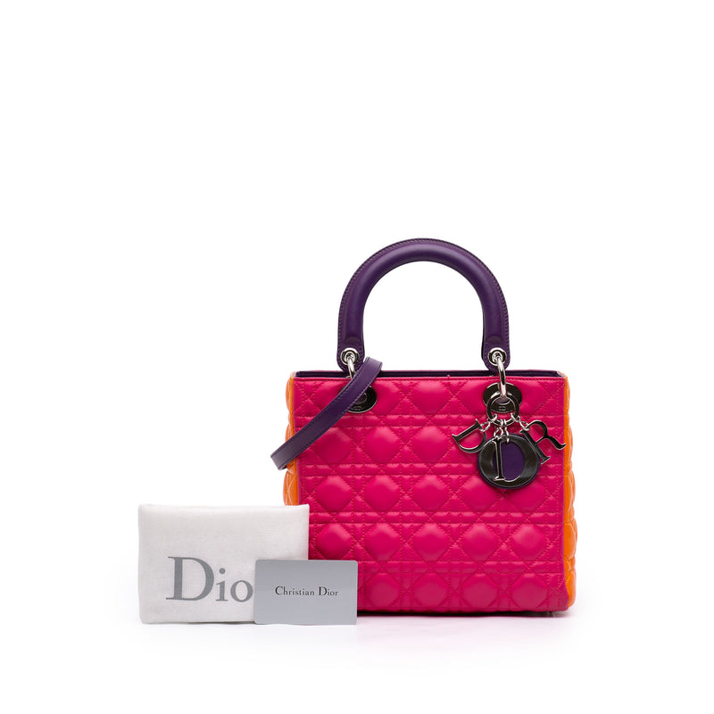 Medium Tricolor Lambskin Cannage Lady Dior - Image 7