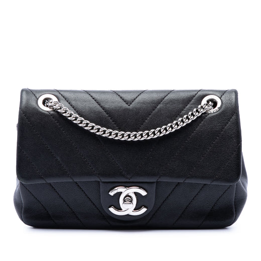 Mini CC Chevron Calfskin Single Flap - Image 1