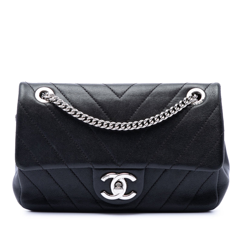 Mini CC Chevron Calfskin Single Flap