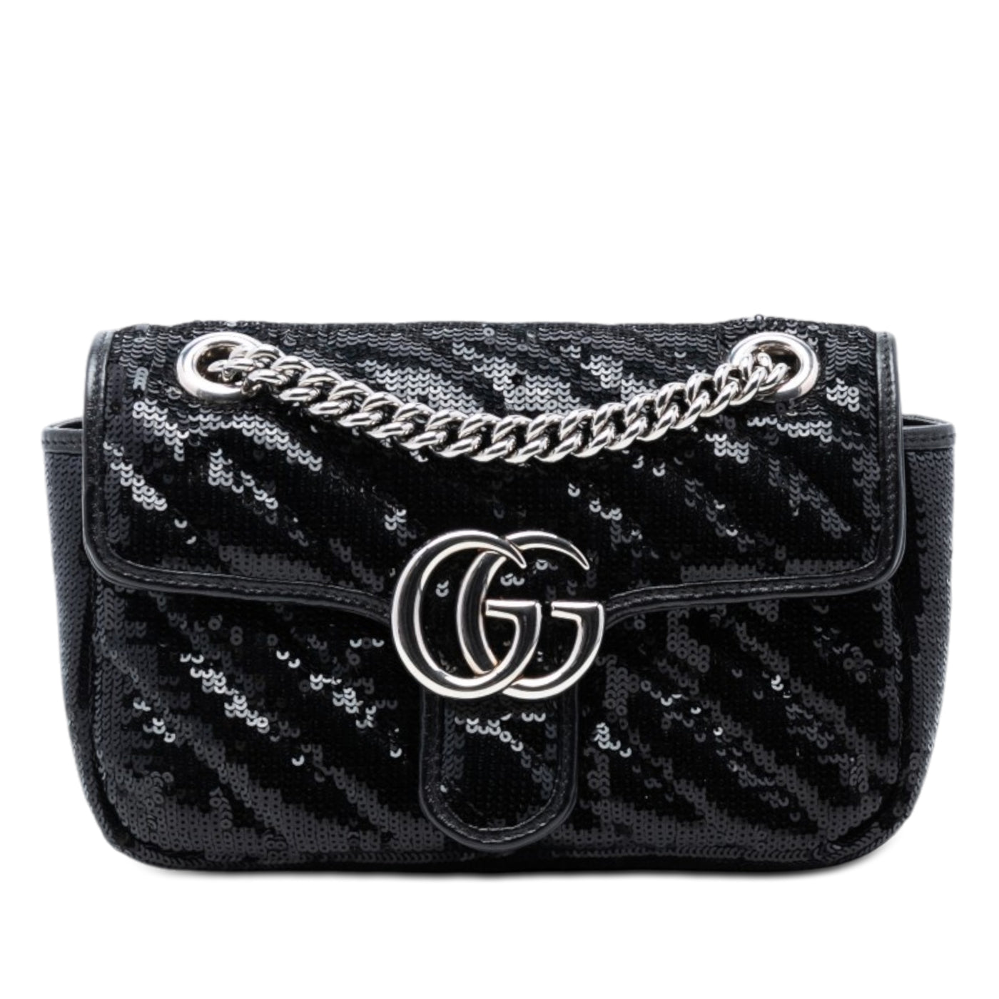 Small GG Marmont Matelasse Diagonal Sequin and Leather Torchon Shoulder Bag - Image 1