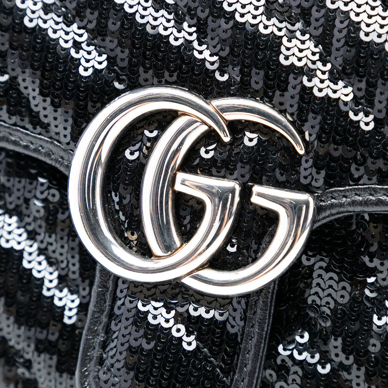 Small GG Marmont Matelasse Diagonal Sequin and Leather Torchon Shoulder Bag - Image 6