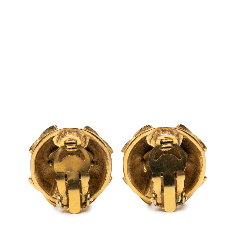 CC Gold Plated Round Strass Clip On Earrings - Image 2
