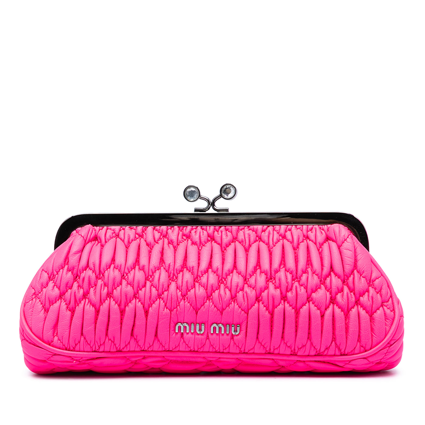 Matelasse Nappa Kiss Lock Frame Clutch - Image 1