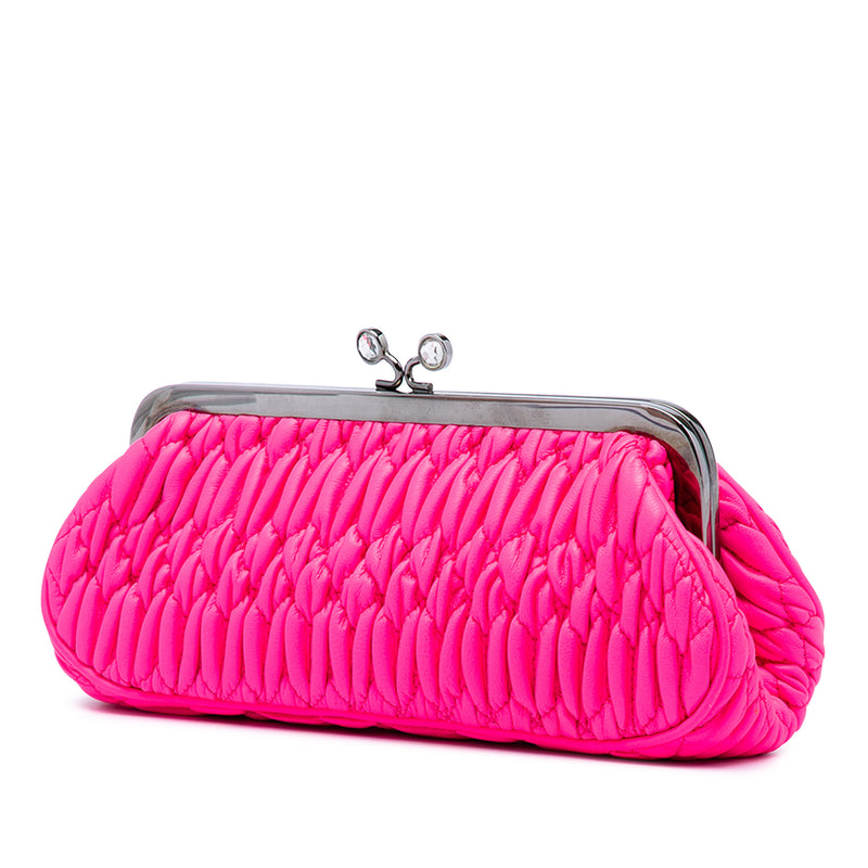 Matelasse Nappa Kiss Lock Frame Clutch - Image 2