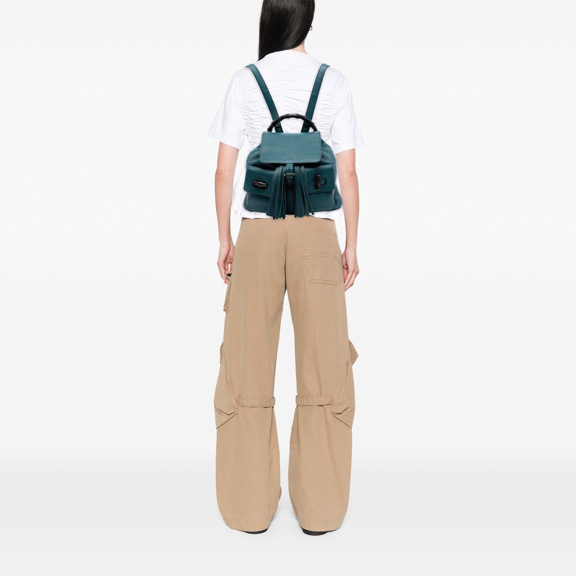 Leather Bamboo Tassel Backpack - Image 7