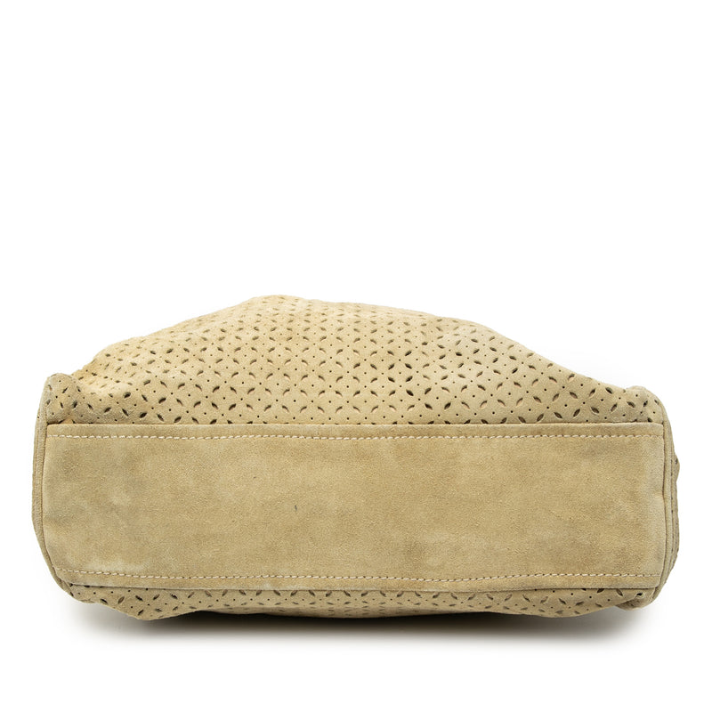 Laser Cut Suede Bamboo Top Handle Bag - Image 3