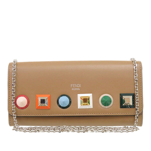 Vitello Liberty Studded Continental Wallet with Chain - Image 1