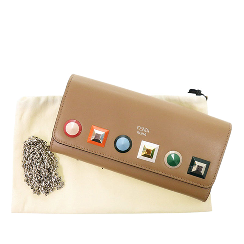 Vitello Liberty Studded Continental Wallet with Chain - Image 12