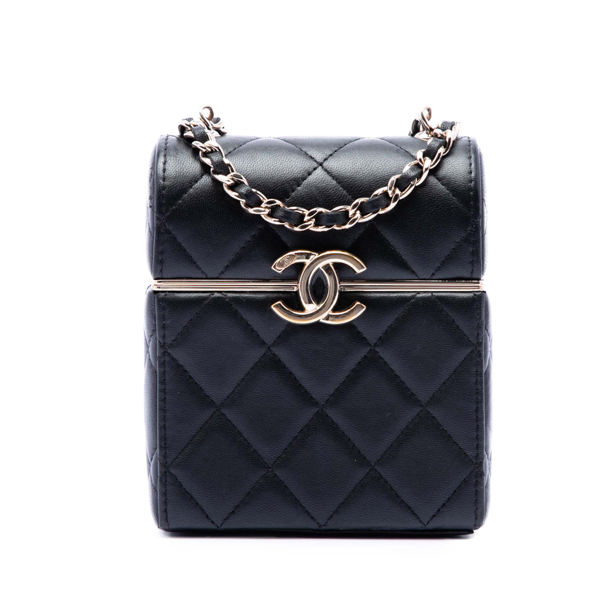 Small Quilted Lambskin Box With Chain - Image 1