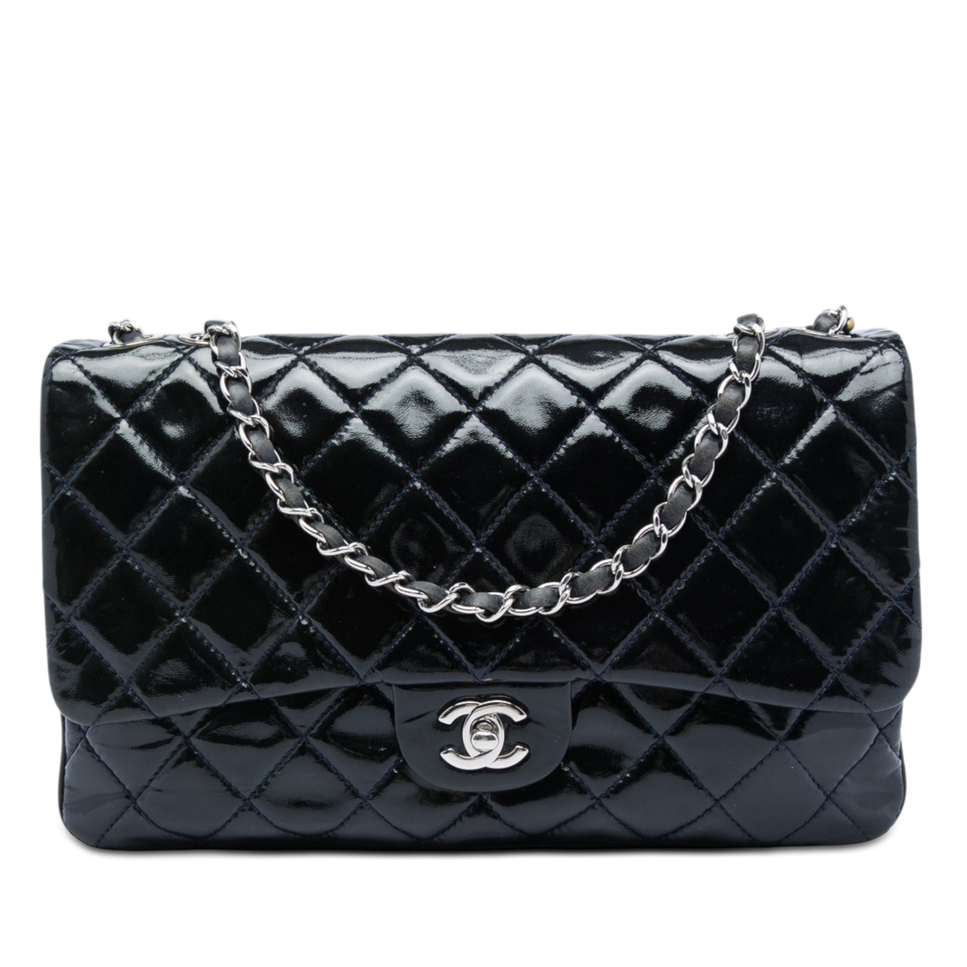 Jumbo Quilted Patent 3 Compartment Flap - Image 1