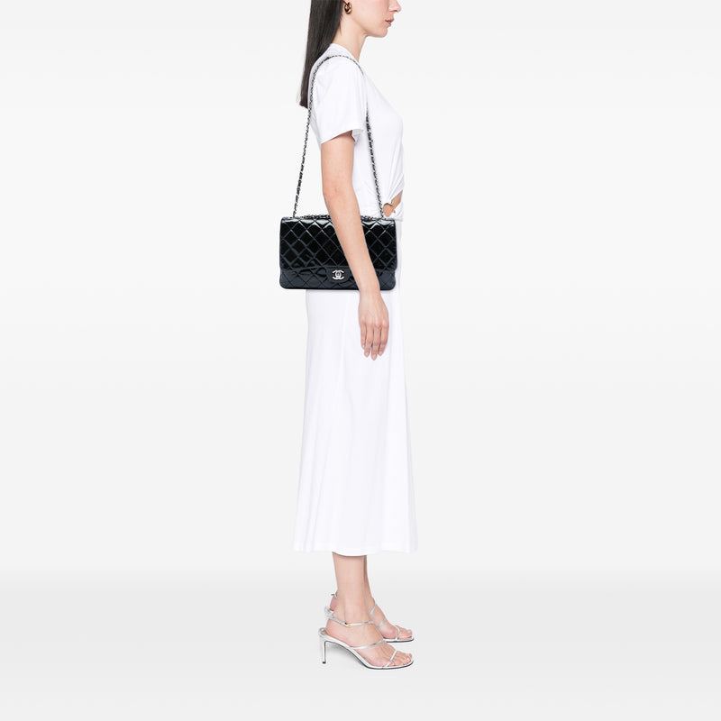 Jumbo Quilted Patent 3 Compartment Flap - Image 5