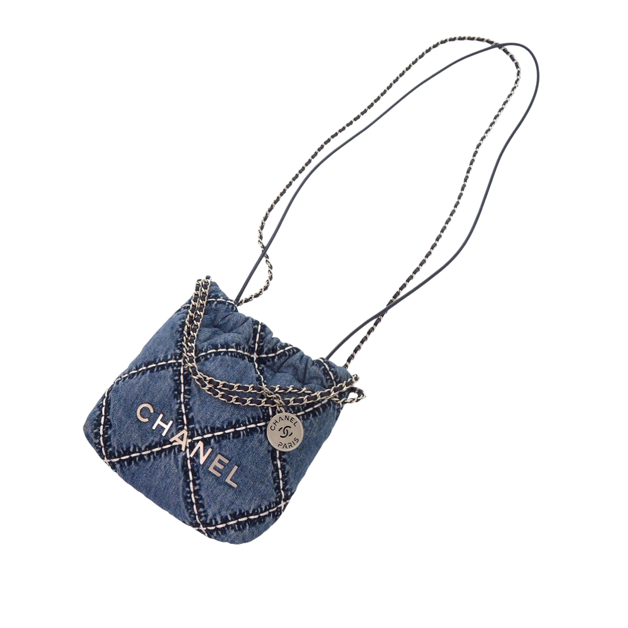 Mini Denim Stitched 22 Handbag - Image 12