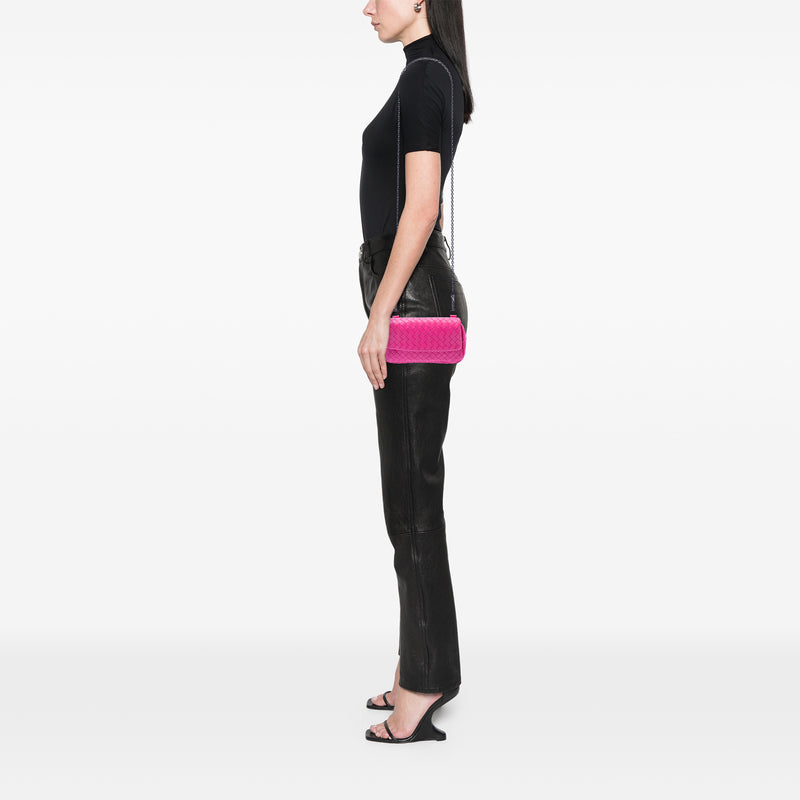 Mini Nappa Intrecciato Expandable Chain Flap Crossbody - Image 6