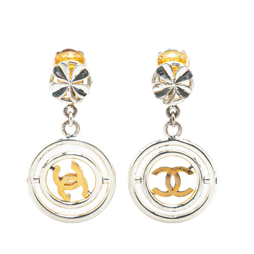 Silver Clover CC Drop Clip on Earrings - Image 1