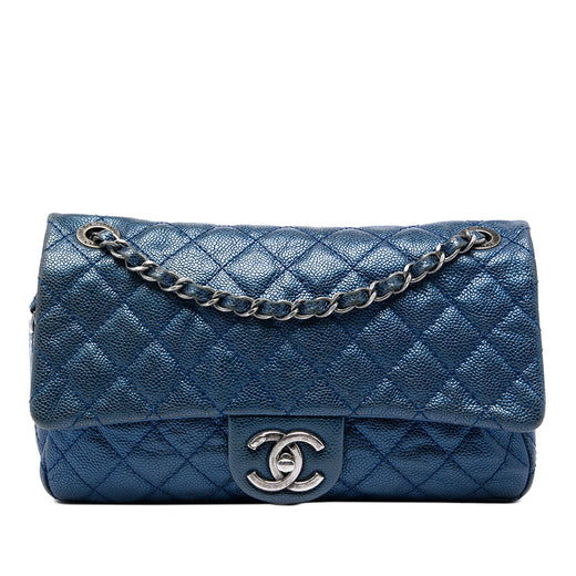 Medium Quilted Iridescent Caviar Easy Flap - Image 1