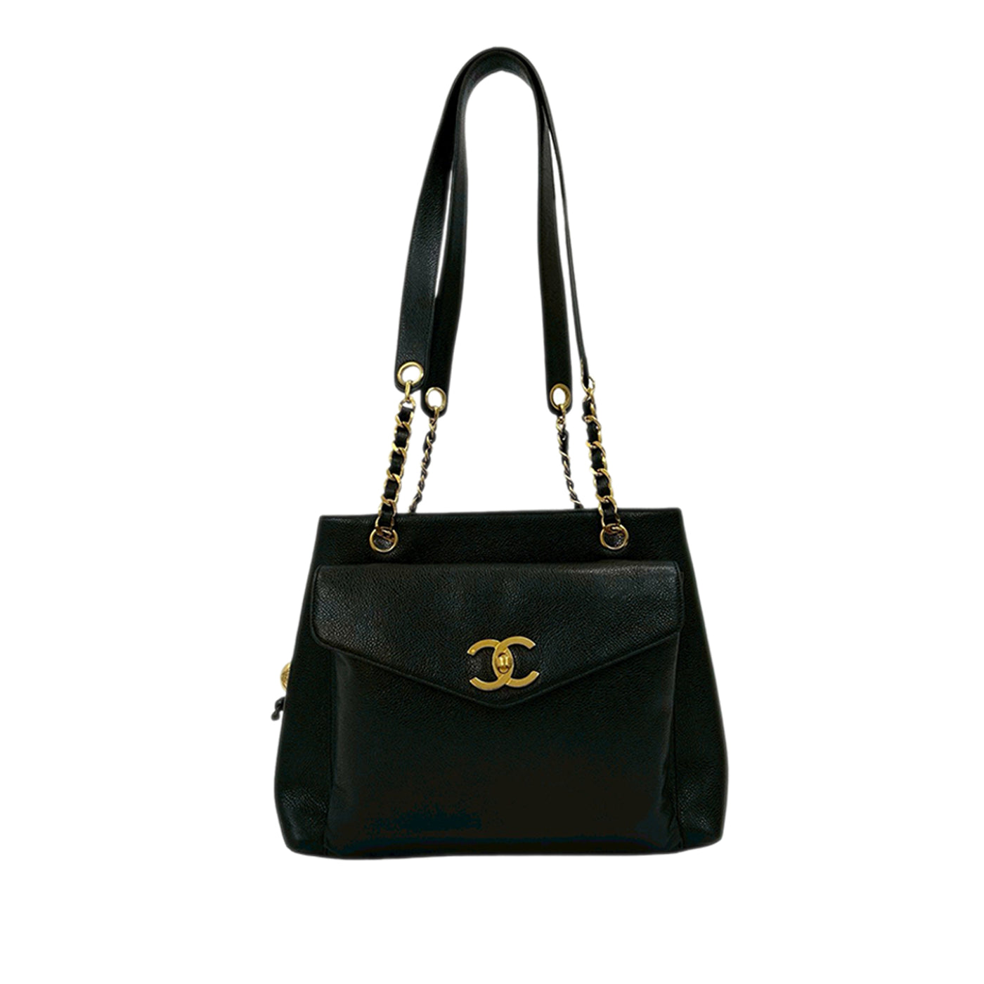 CC Caviar Front Pocket Chain Tote - Image 1