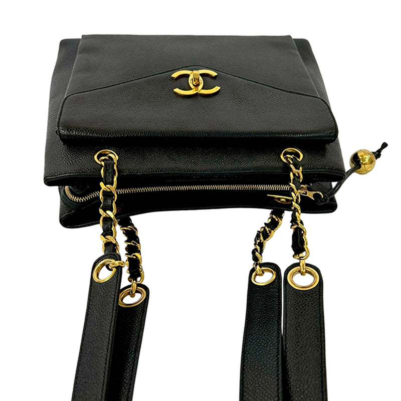 CC Caviar Front Pocket Chain Tote - Image 7