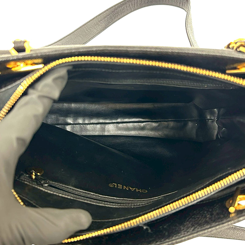 CC Caviar Front Pocket Chain Tote - Image 8
