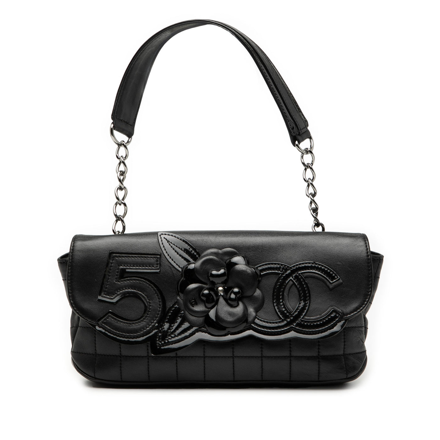 Camellia CC Choco Bar No 5 Lambskin Shoulder Bag - Image 1