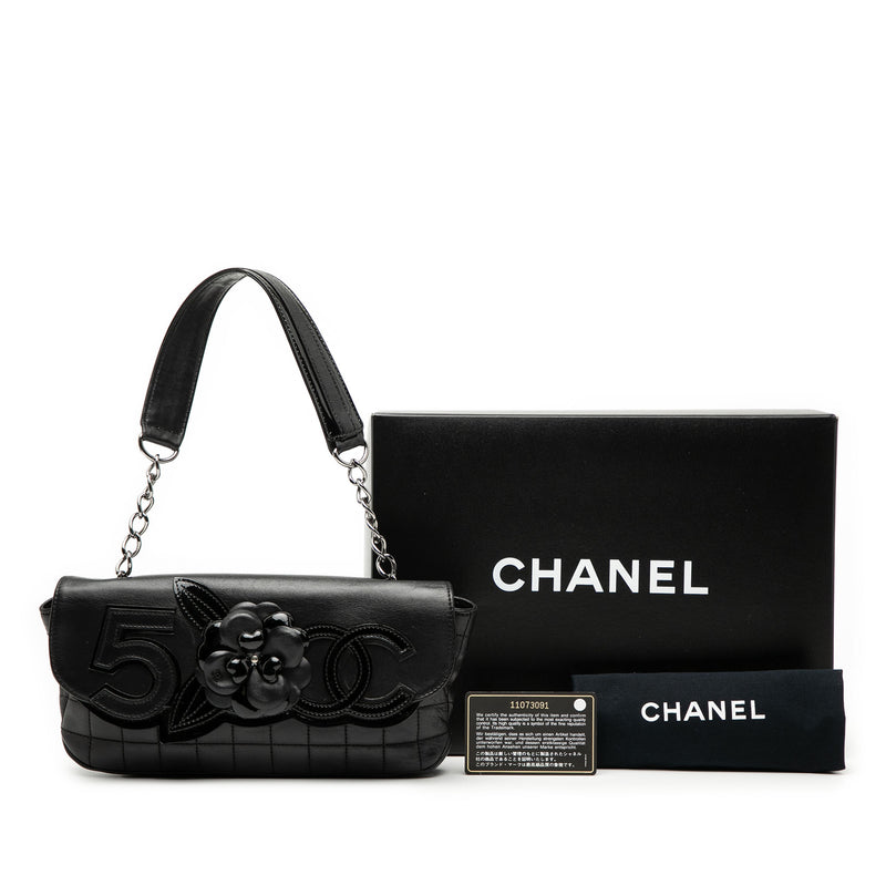 Camellia CC Choco Bar No 5 Lambskin Shoulder Bag - Image 8