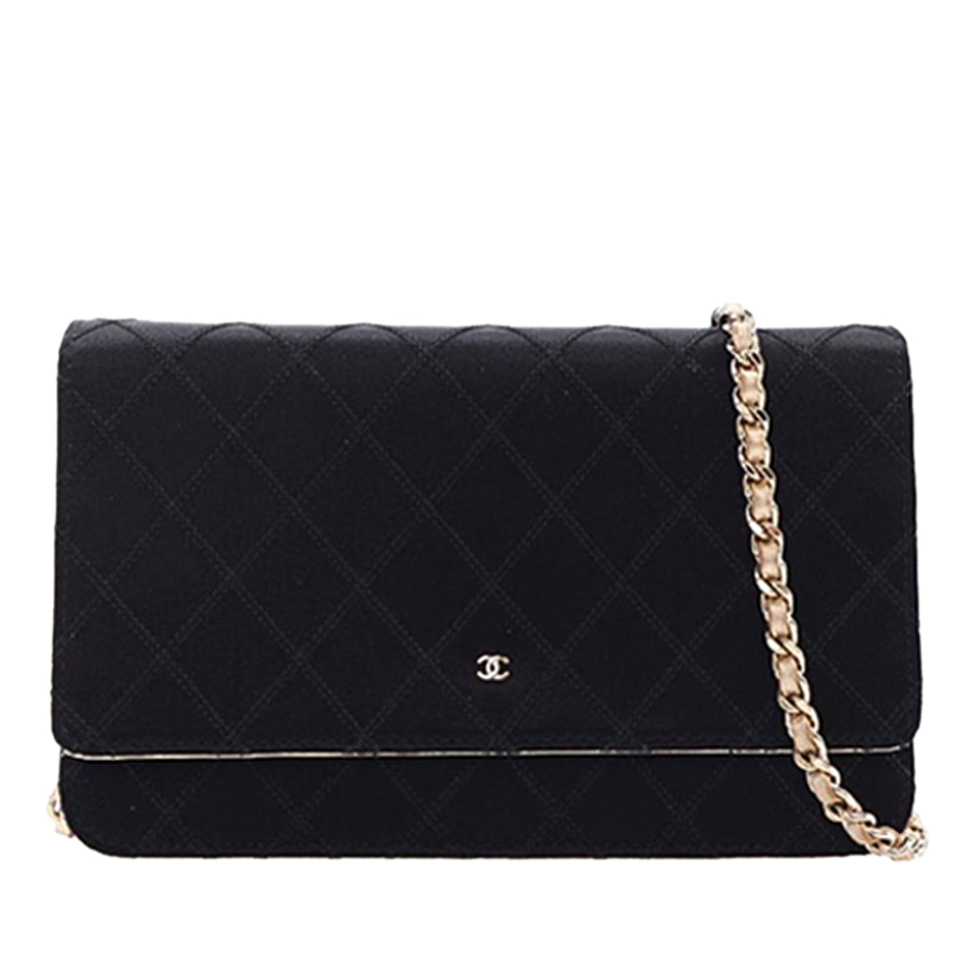 Bicolor Satin Diamond Stitch Wallet On Chain - Image 1