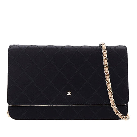 Bicolor Satin Diamond Stitch Wallet On Chain - Image 1