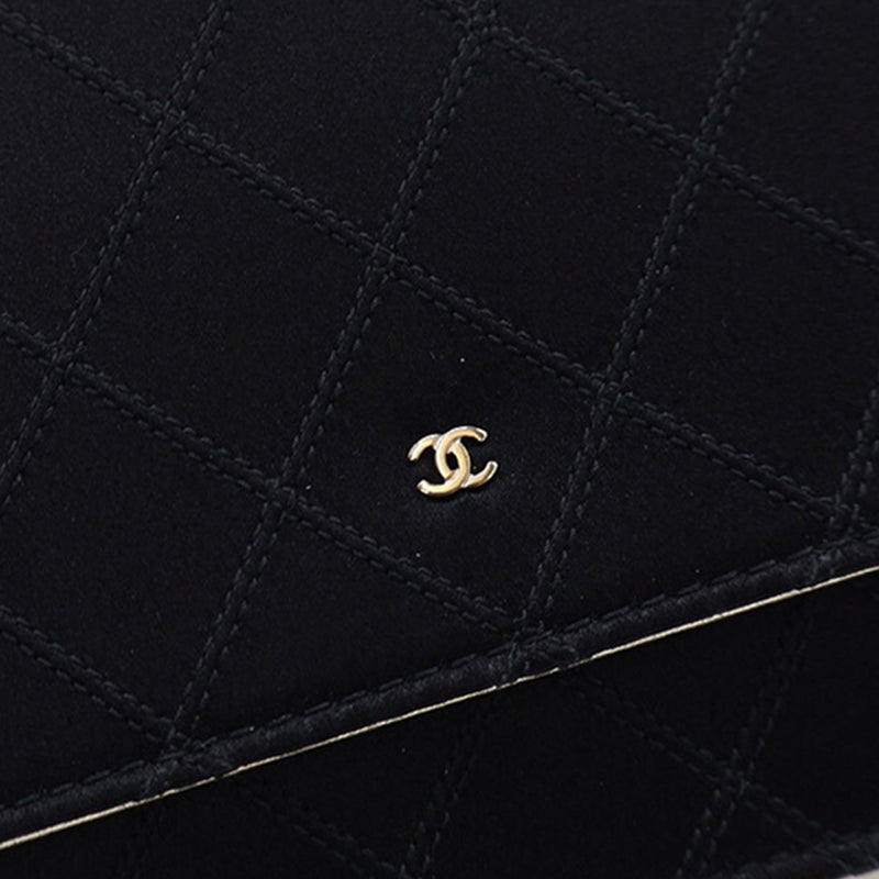Bicolor Satin Diamond Stitch Wallet On Chain - Image 10