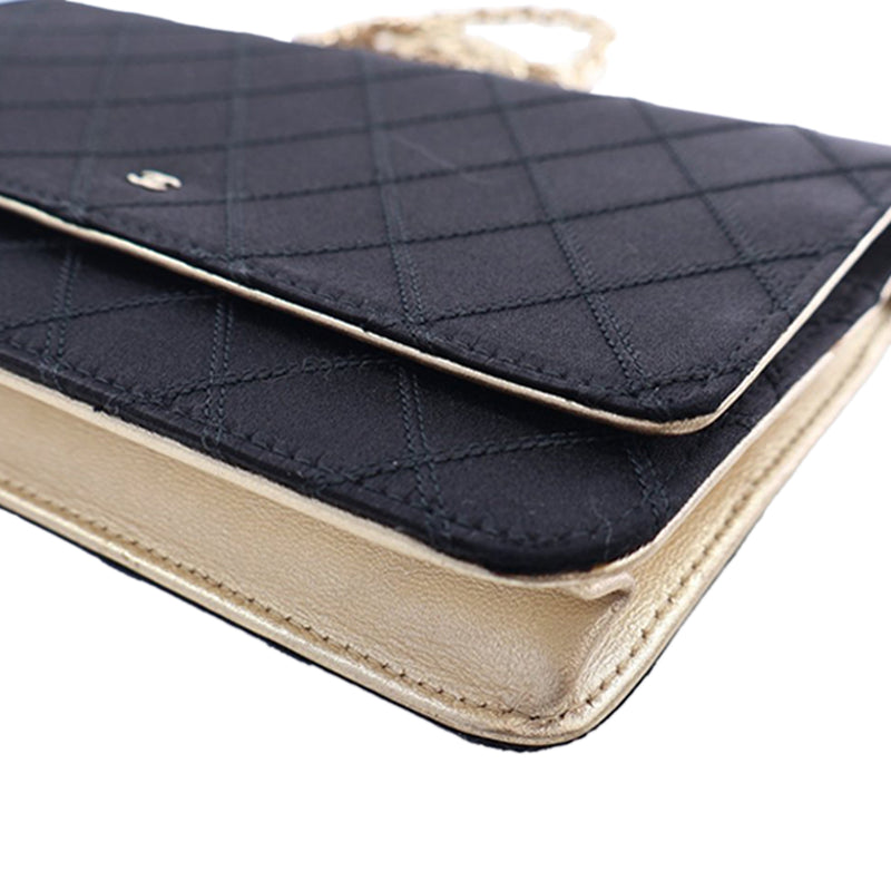 Bicolor Satin Diamond Stitch Wallet On Chain - Image 12