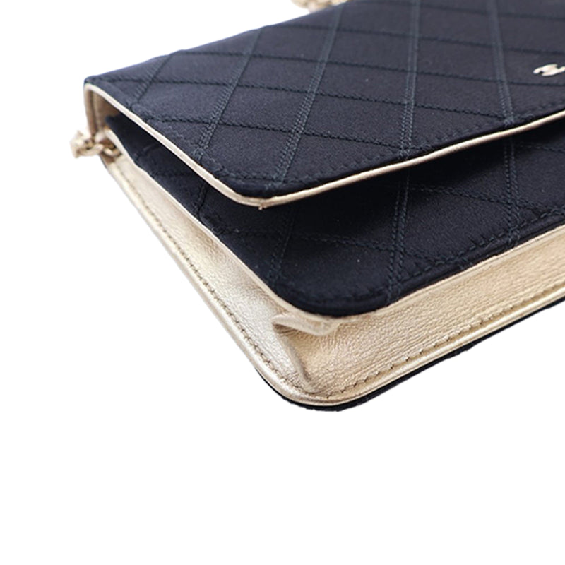 Bicolor Satin Diamond Stitch Wallet On Chain - Image 13