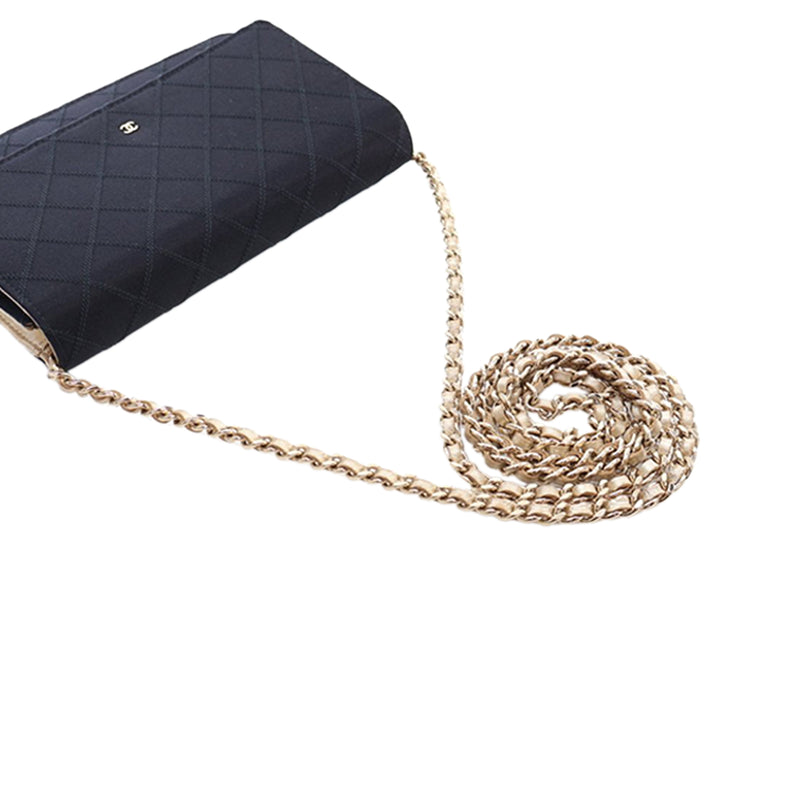 Bicolor Satin Diamond Stitch Wallet On Chain - Image 14