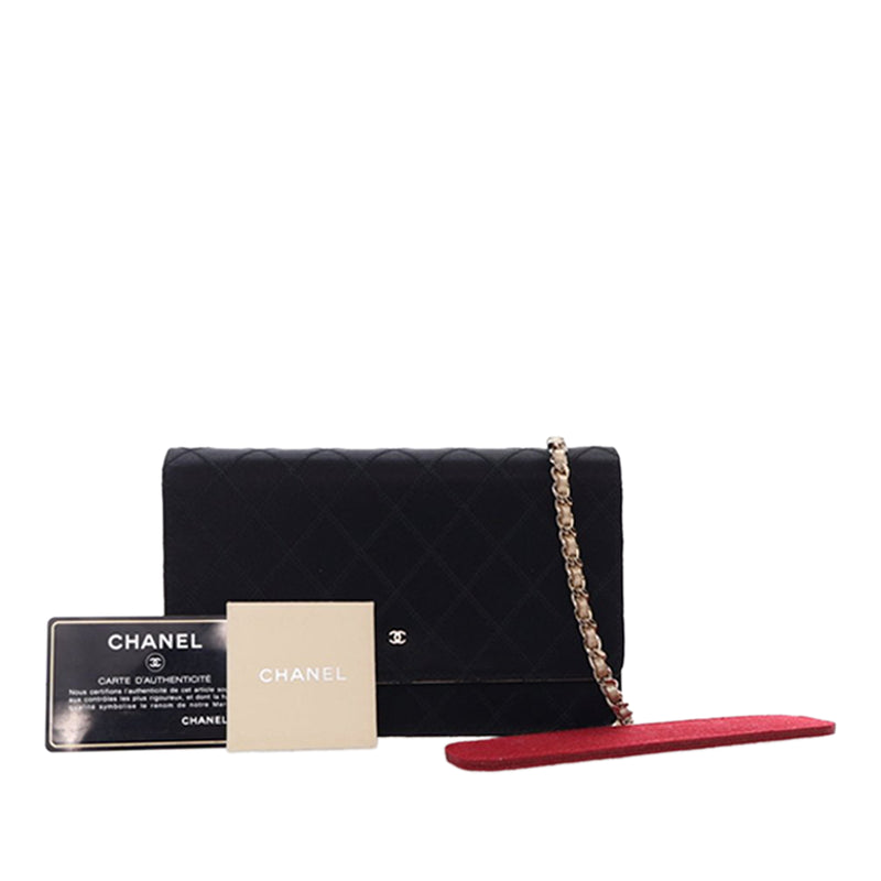 Bicolor Satin Diamond Stitch Wallet On Chain - Image 15