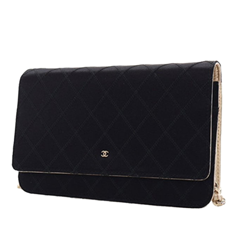 Bicolor Satin Diamond Stitch Wallet On Chain - Image 2