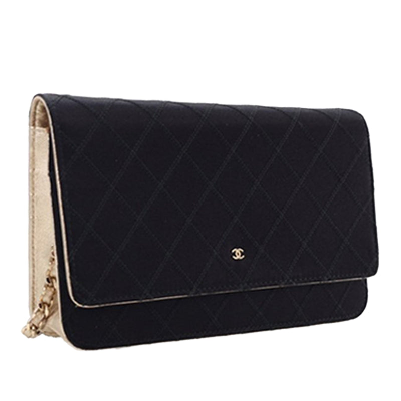 Bicolor Satin Diamond Stitch Wallet On Chain - Image 3