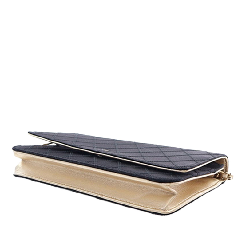 Bicolor Satin Diamond Stitch Wallet On Chain - Image 5