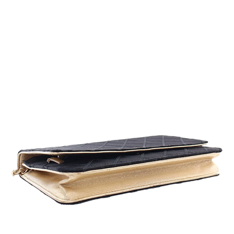 Bicolor Satin Diamond Stitch Wallet On Chain - Image 6