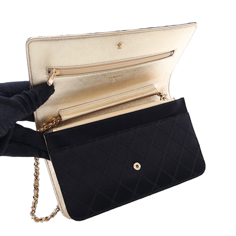 Bicolor Satin Diamond Stitch Wallet On Chain - Image 8