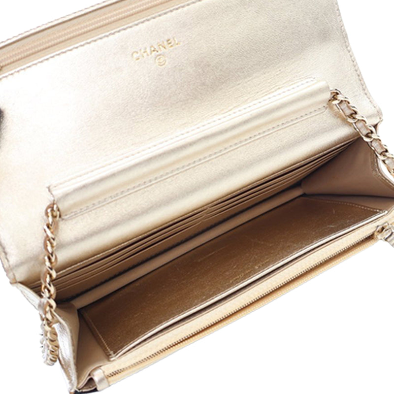 Bicolor Satin Diamond Stitch Wallet On Chain - Image 9